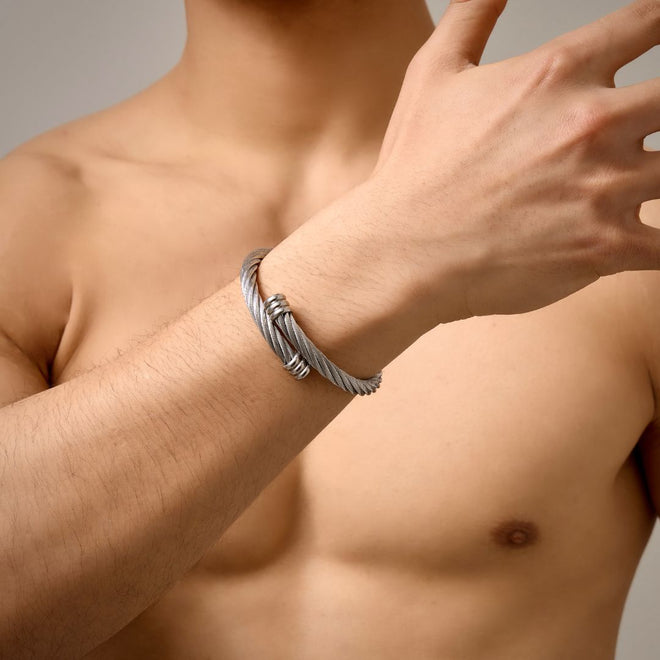 Battle Rope Cuff Silver