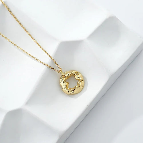 Gold Cable Chain with Irregular Hoop Pendant