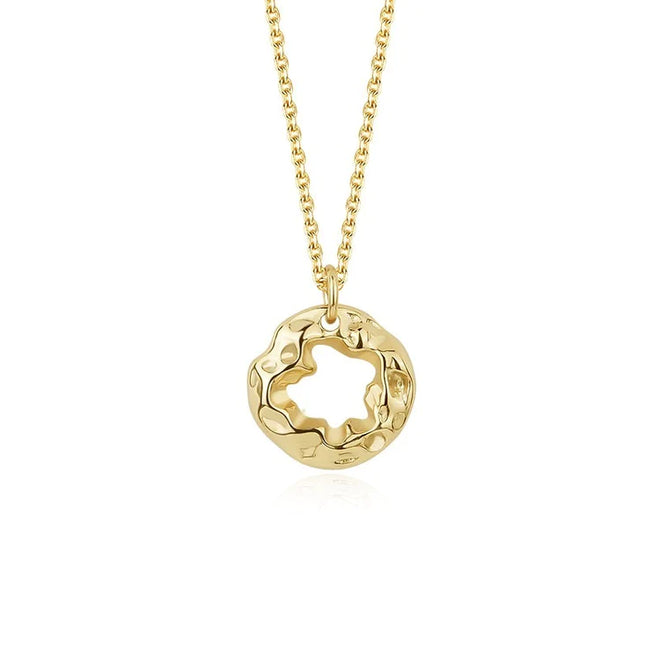 Gold Cable Chain with Irregular Hoop Pendant