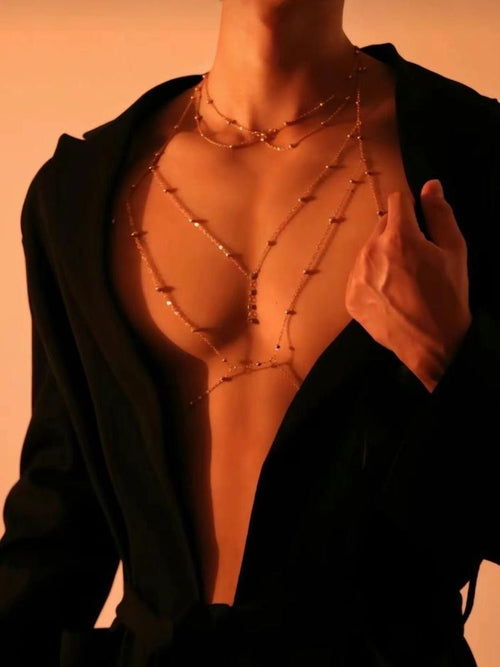 Powerful Gold Body Chain and Necklace Set