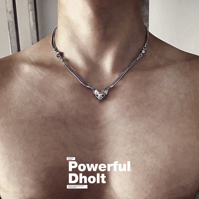 Powerful Double Chains with Pharaoh Cat Pendant