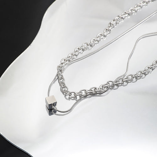 Adjustable Rolo Chain and Snake Chain with Pendant