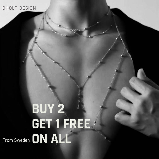 Silver Body Chain and Necklace Set