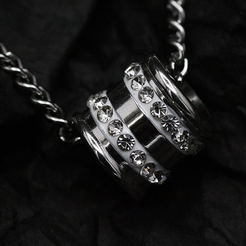 Powerful Rolo Double Chain with Sparkling Wheel Pendant